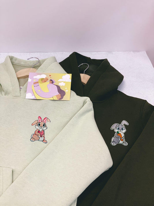 Lola with heart and bugs bunny with carrot Couple hoodie editon