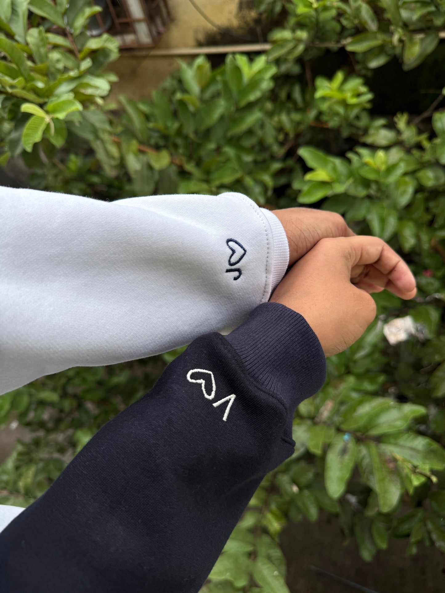 Outline Heart Initial Custom sleeve Hoodie , Sweatshirt Combo