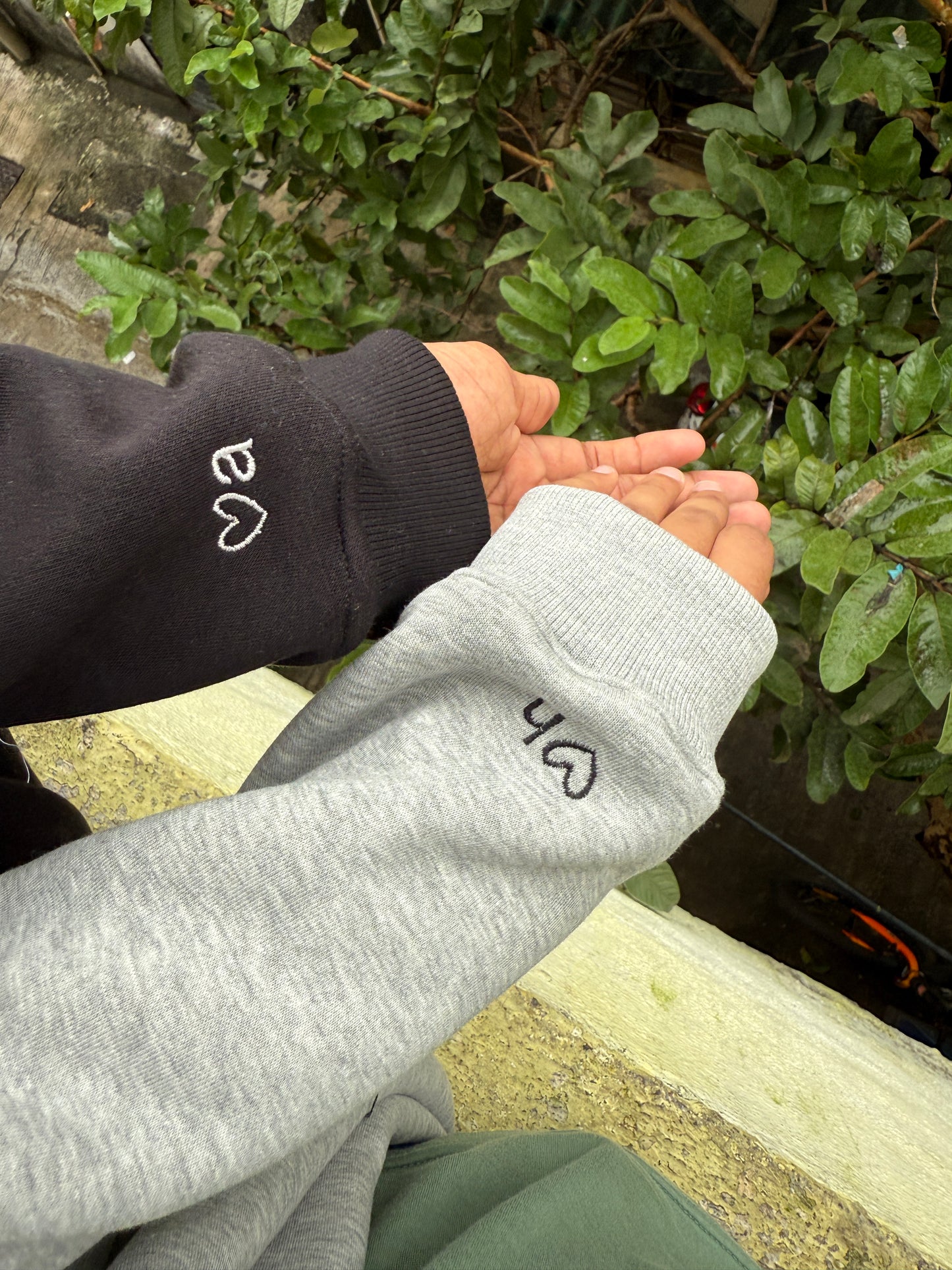 Outline Heart Initial Custom sleeve Hoodie , Sweatshirt Combo