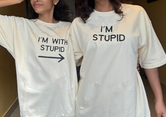 I'm with stupid , I'm stupide Matching Tshirt Besties Combo