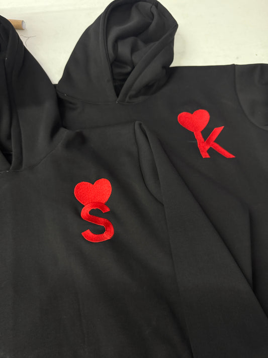Initial With heart Hoodie, Sweatshirt Combo