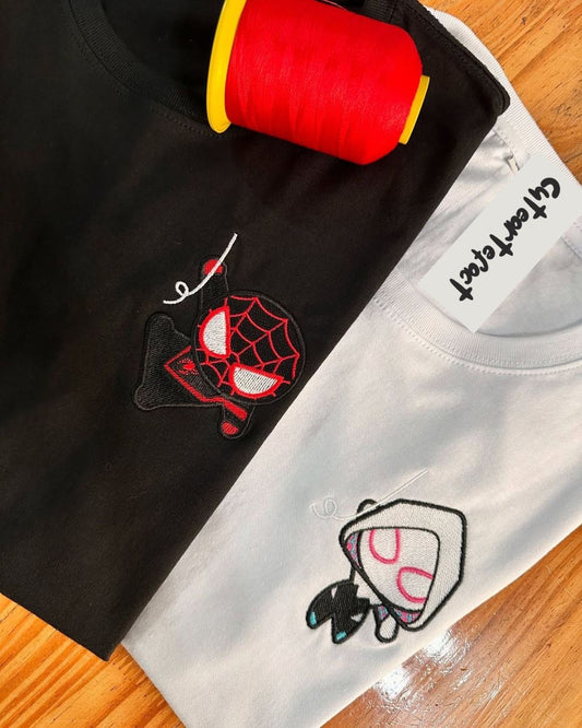 Spider Gwen Couple Embroidery T-shirt