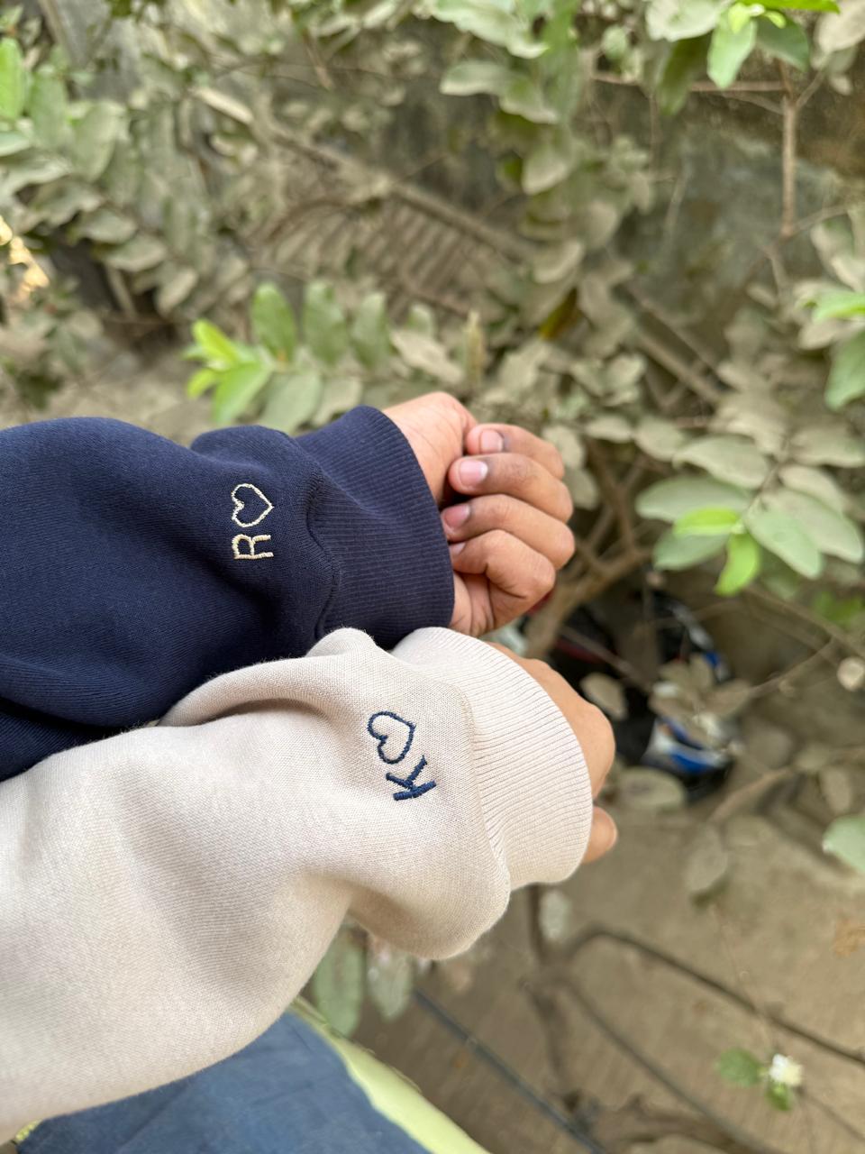 Outline Heart Initial Custom sleeve Hoodie , Sweatshirt Combo