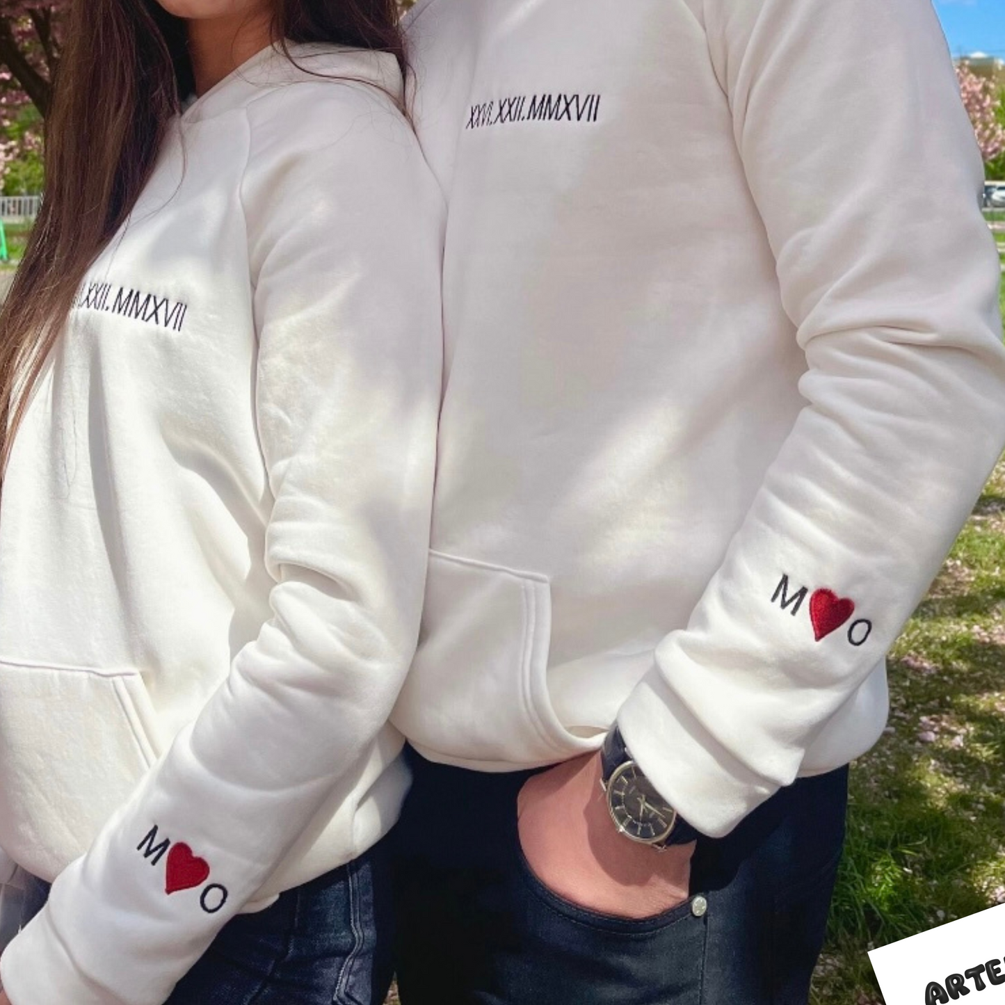 Custom Date & Custom Sleeve Text Hoodie ,Sweatshirt Combo