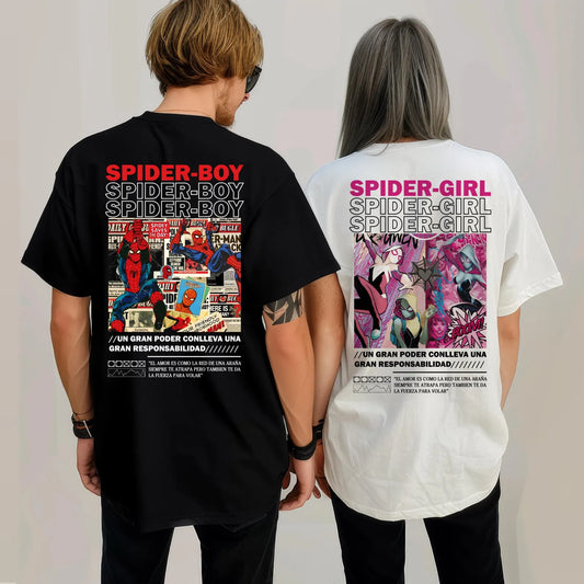 Spider Boy Spider Girl Couple T-shirt Combo