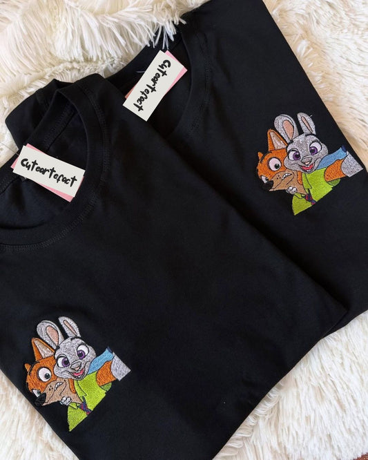 Judy and nick Couple Embroidered Tshirt , Couple gifts, Couple Tshirts