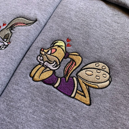Lola and bugs bunny Playful Cute Couple Hoodie