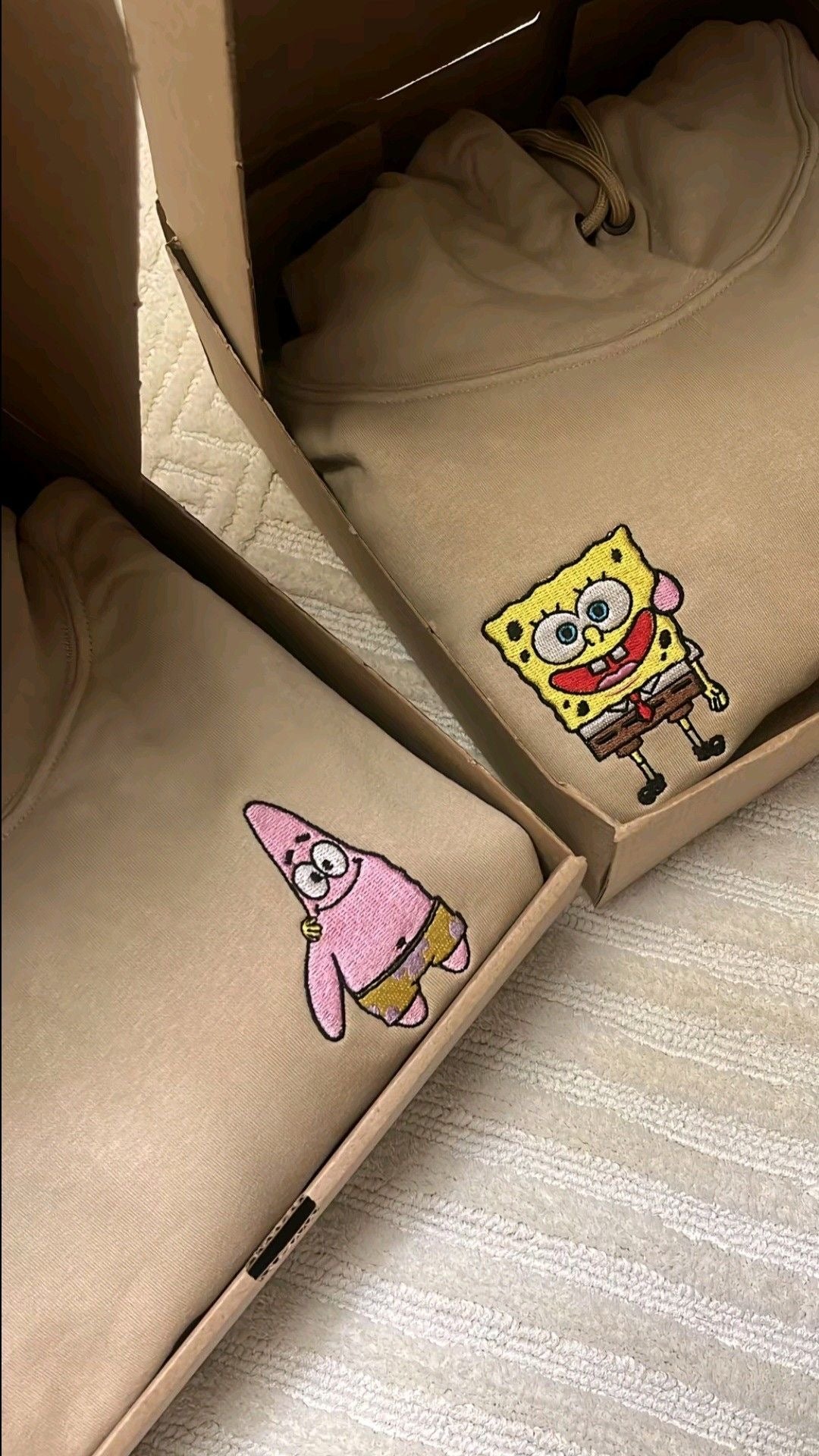 Sponge bob and patrick embroidered cartoon hoodie combo couple bestfriend gift combo hoodie sweatshirt custom sleeve
