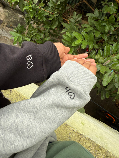 Outline Heart Initial Custom sleeve Hoodie , Sweatshirt Combo