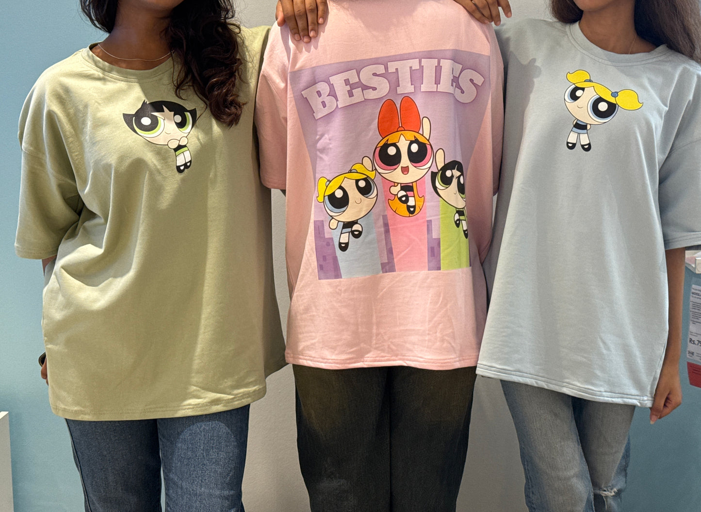 Powerpuff girls Bestie Trio T-Shirt Set of 3 Front Print Back print