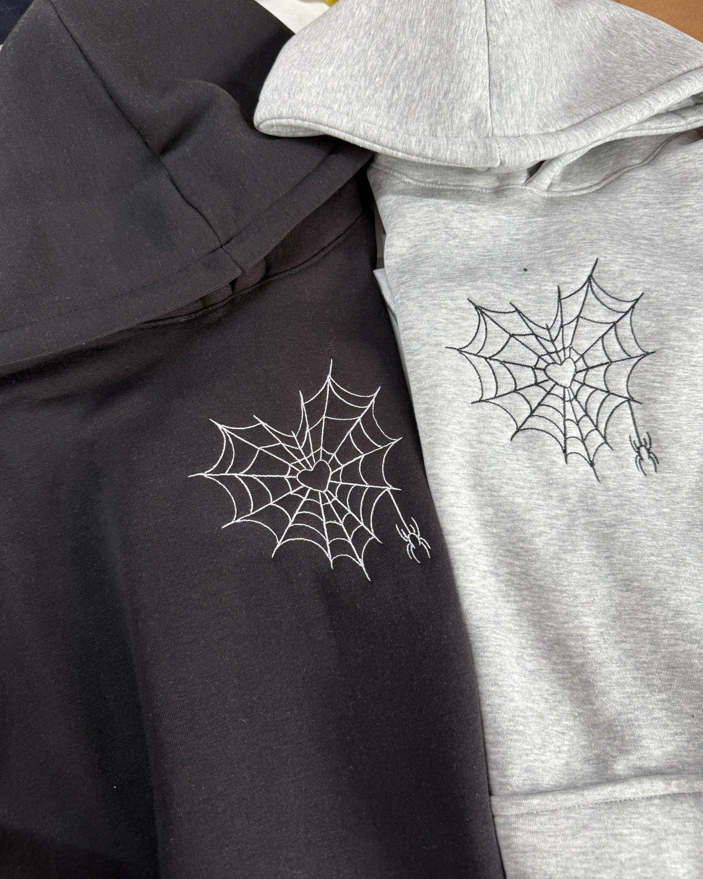 Spider Web Heart Embroidery Hoodie Combo