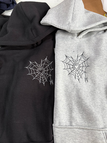 Spider Web Heart Embroidery Hoodie Combo