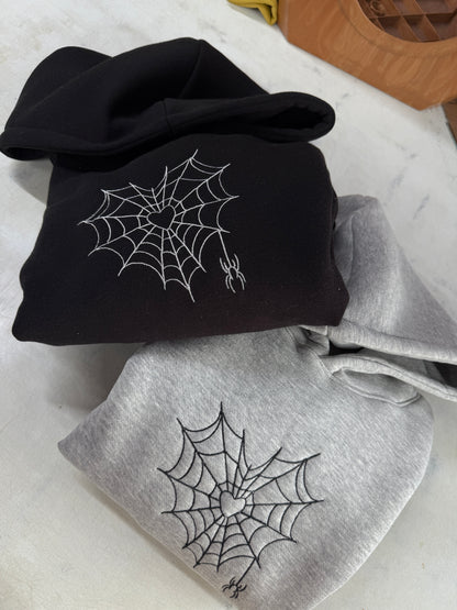 Spider Web Heart Embroidery Hoodie Combo