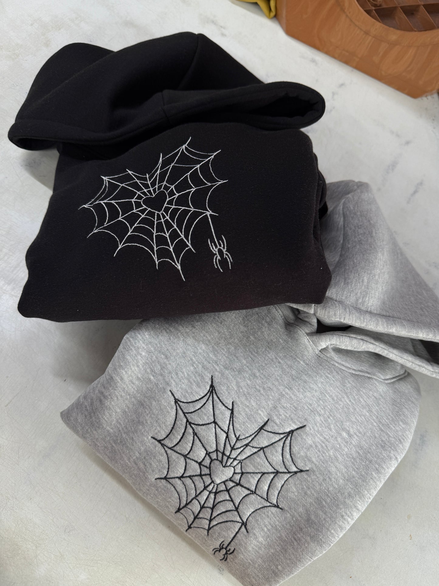 Spider Web Heart Embroidery Hoodie Combo