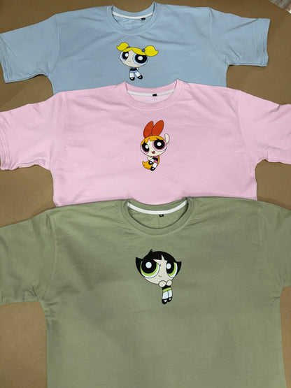 Powerpuff girls Bestie Trio T-Shirt Set of 3 Front Print Back print