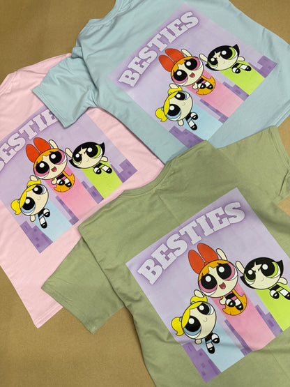 Powerpuff girls Bestie Trio T-Shirt Set of 3 Front Print Back print