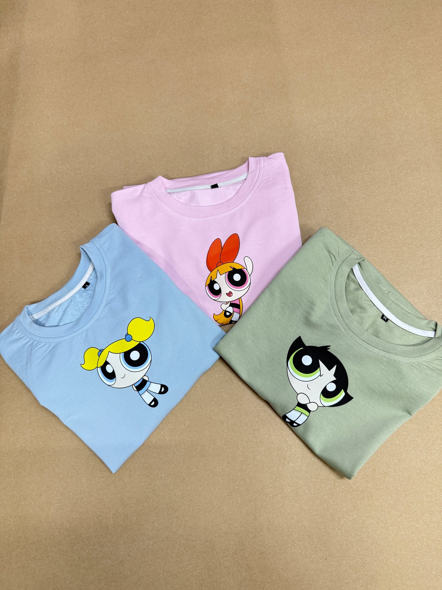 Powerpuff girls Bestie Trio T-Shirt Set of 3 Front Print Back print