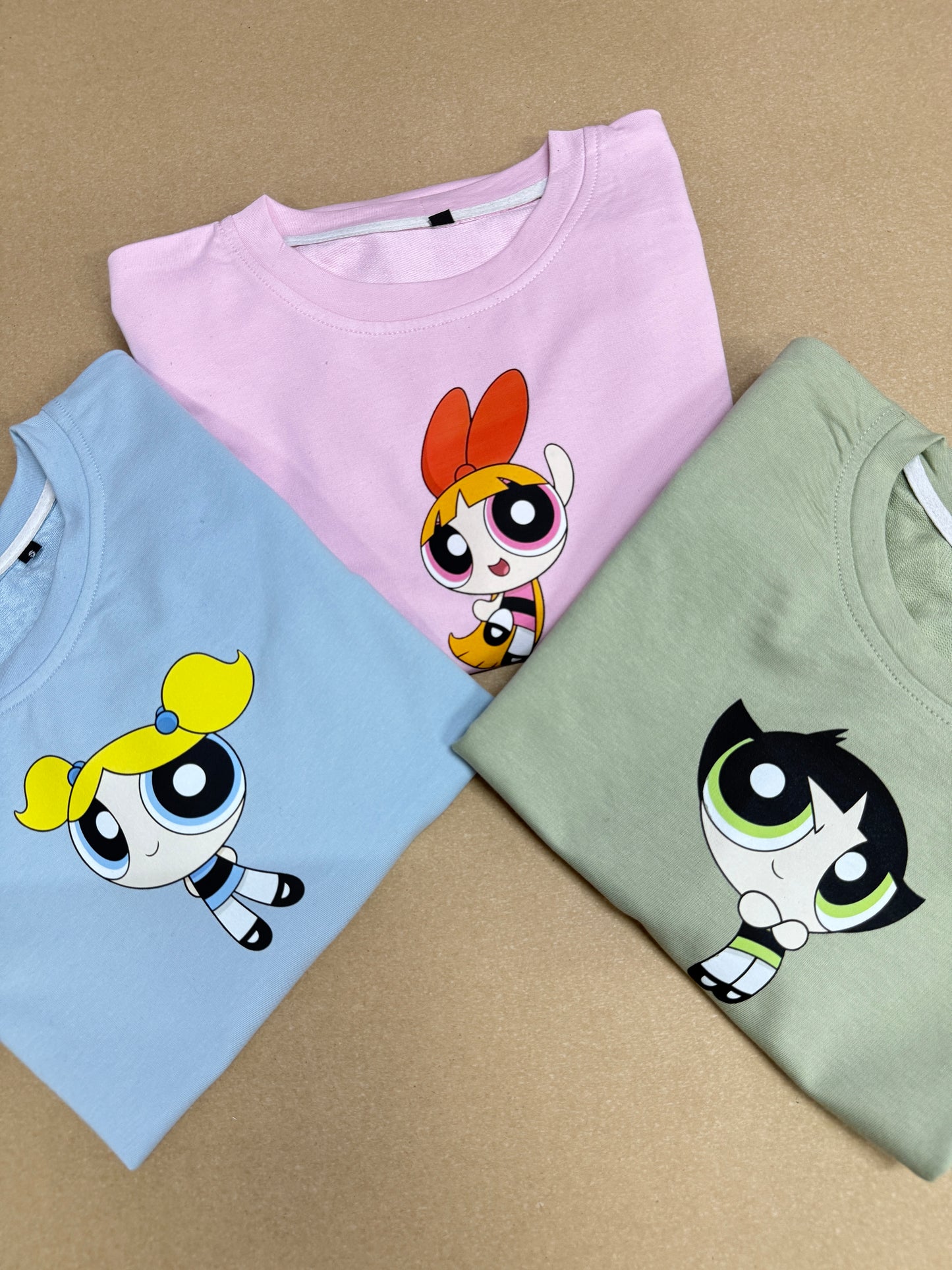Powerpuff girls Bestie Trio T-Shirt Set of 3 Front Print Back print