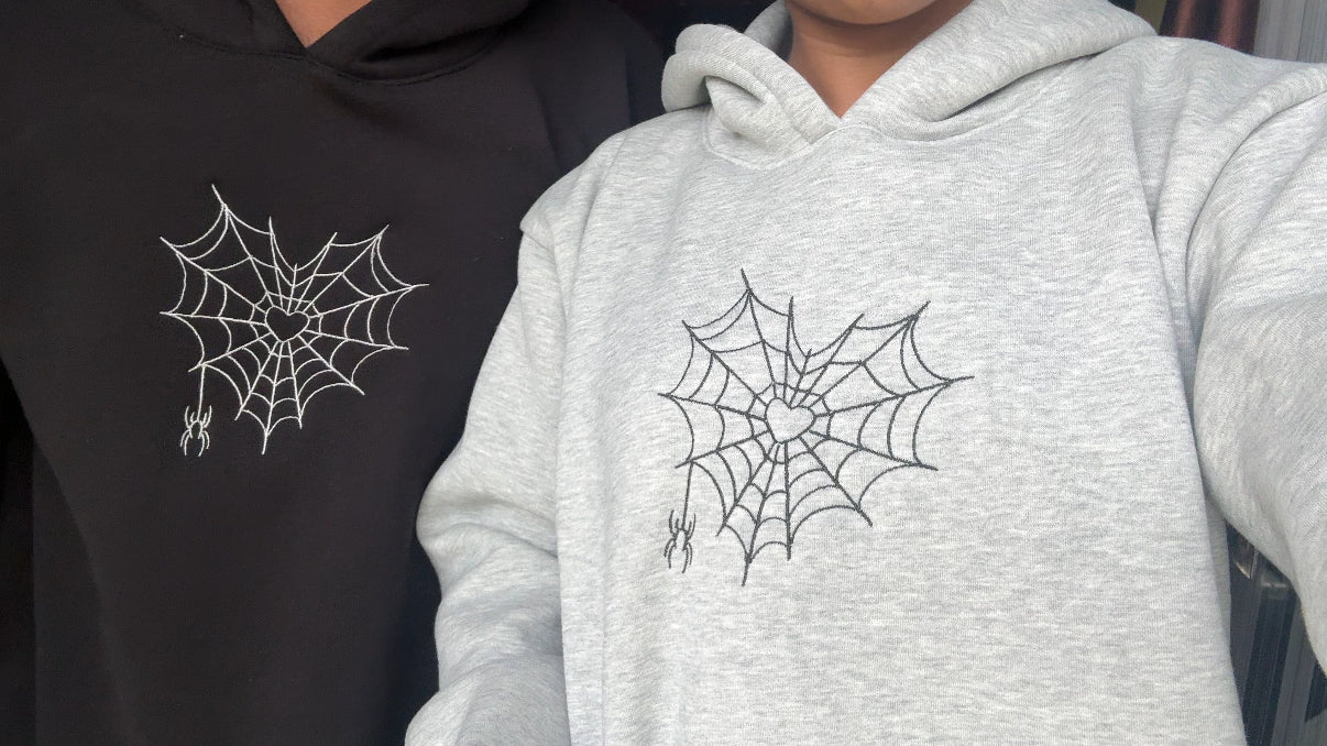 Spider Web Heart Embroidery Hoodie Combo