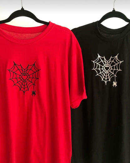Spider Web Tshirt Combo Embroidery Couple,Wedding gifts,Couple set,