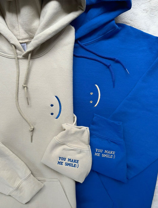 You Make Me Smile Matching Couples Embroidery Set