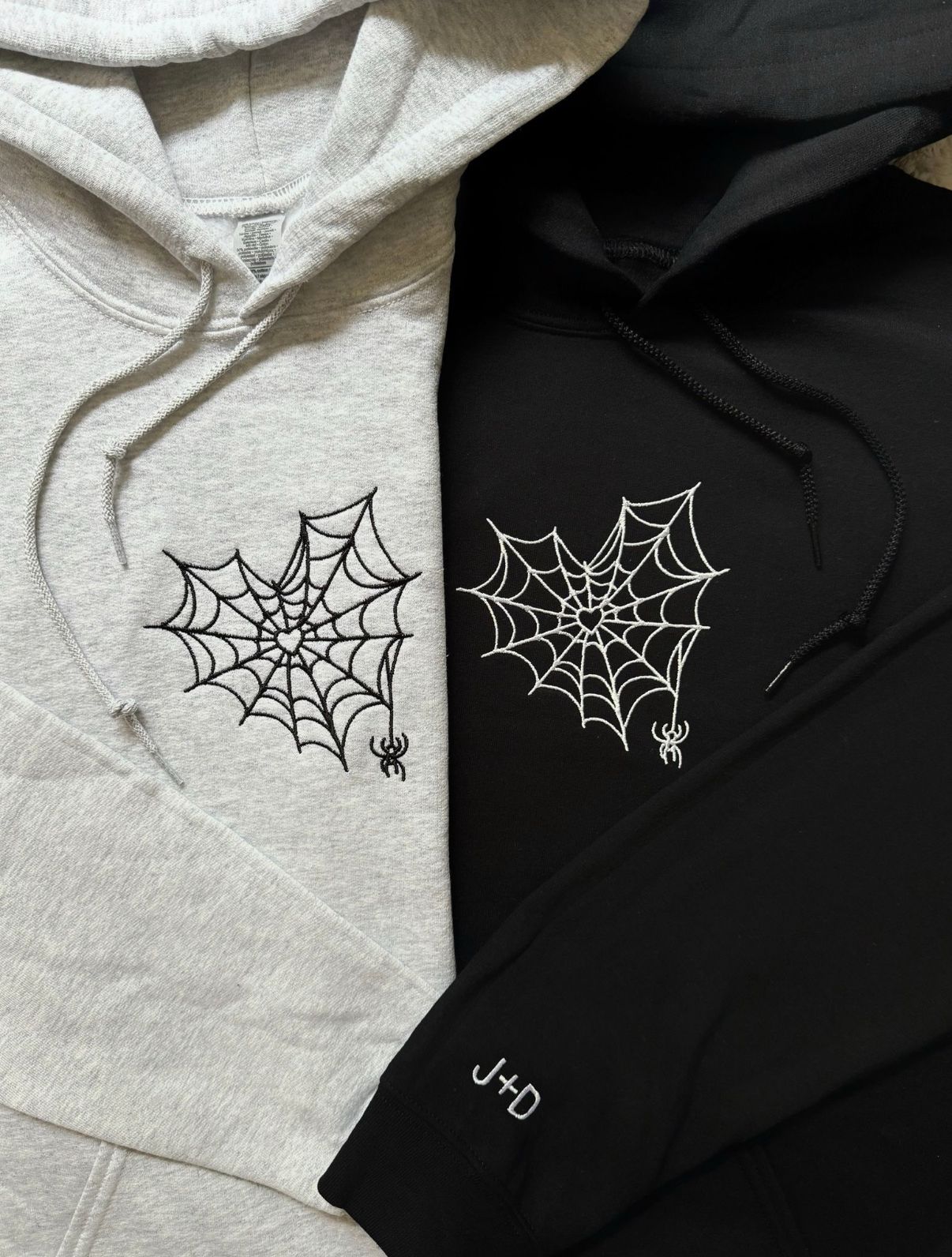 Spider Web Heart Embroidery Hoodie Combo