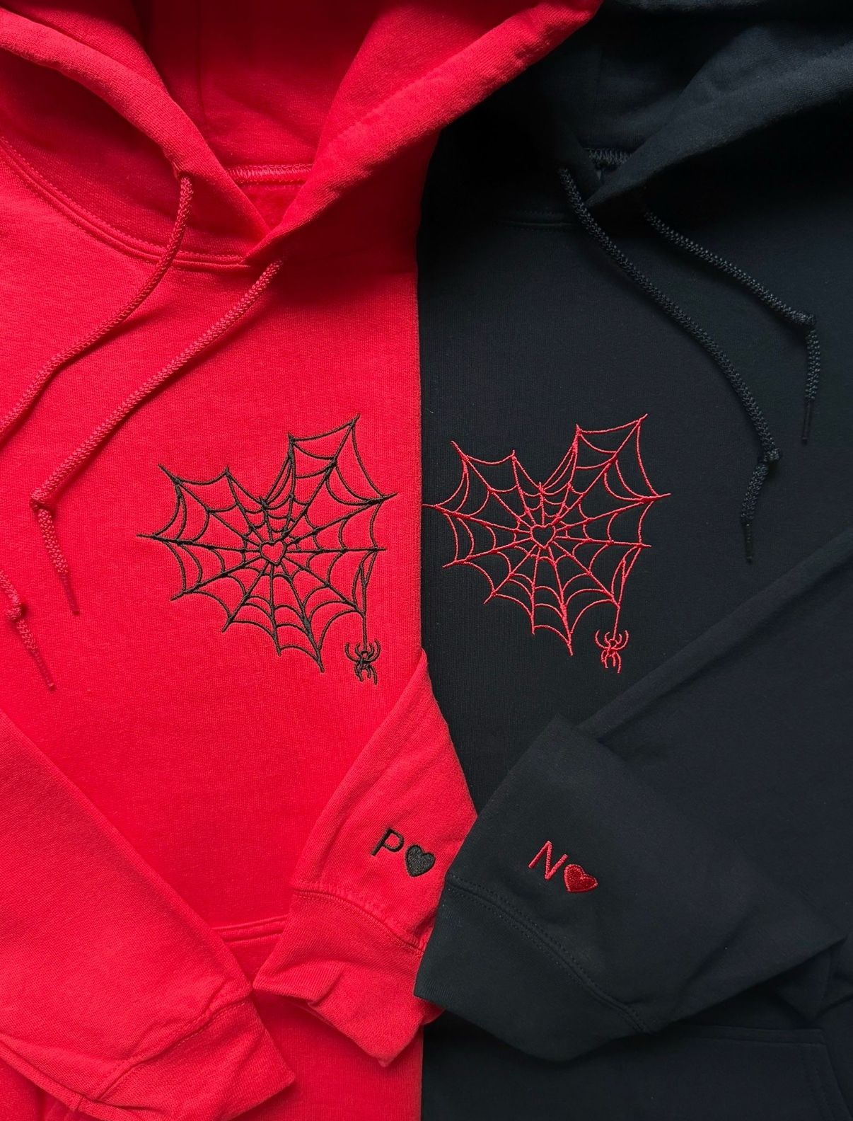 Spider Web Heart Embroidery Hoodie Combo