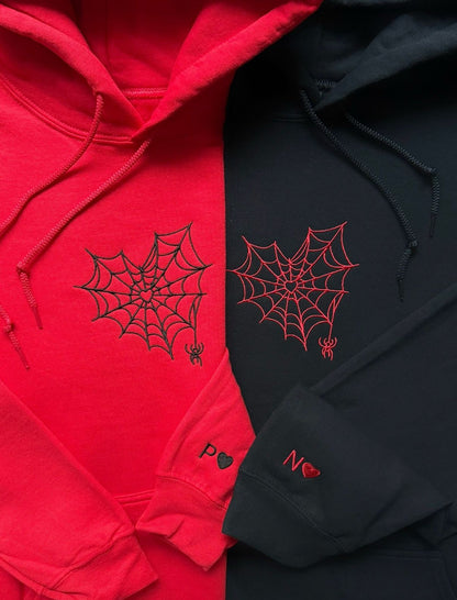 Spider Web Heart Embroidery Hoodie Combo