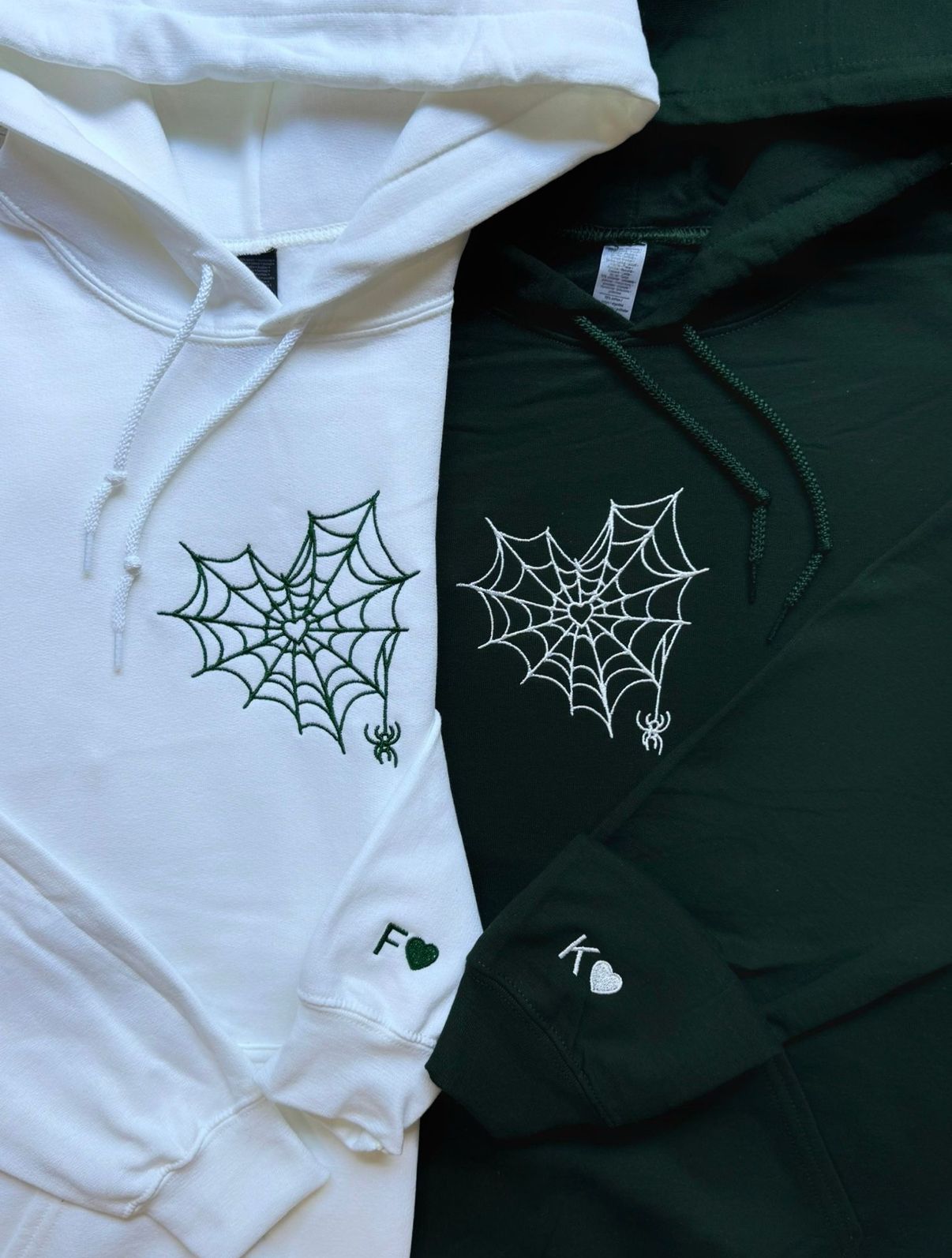 Spider Web Heart Embroidery Hoodie Combo