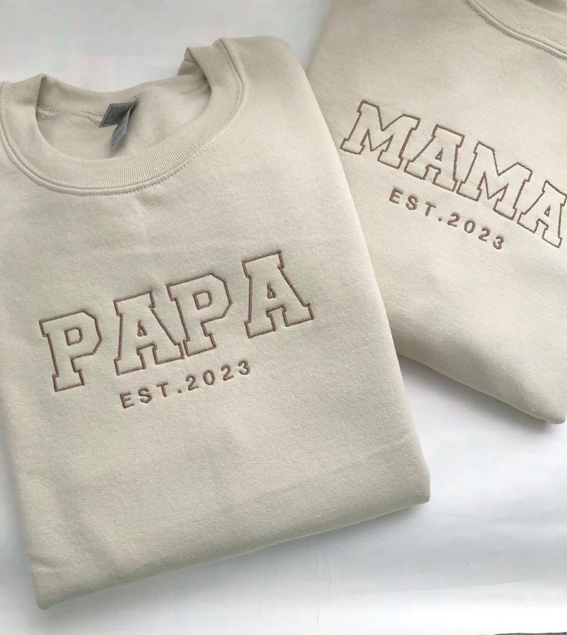 Papa & Mama Embroidery Combo Sweatshirt