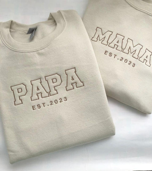 Papa & Mama Embroidery Combo Sweatshirt