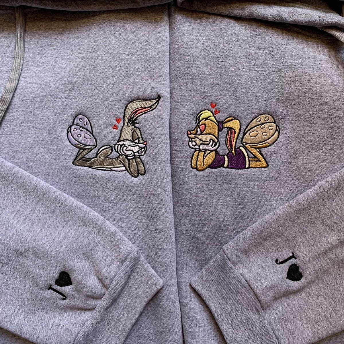 Lola and bugs bunny Playful Cute Couple Hoodie