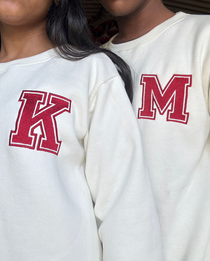 Initial Patch Sweatshirt Custom Option Available