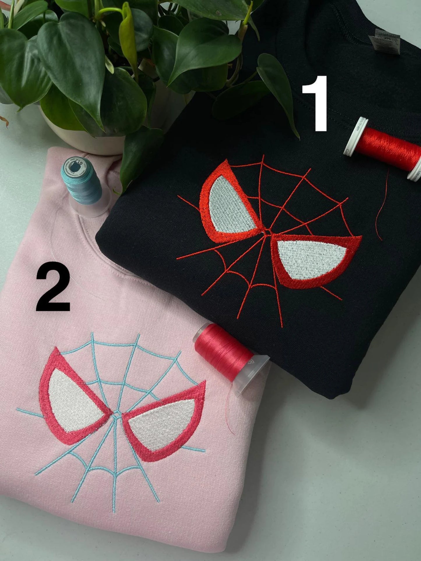 Spider man gwen eyes couple embroidery Hoodie Sweatshirt Combo