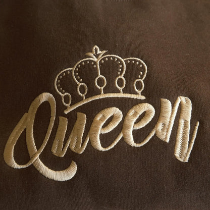 King and Queen Embroidered Sweatshirts, Hoodie – Matching Couple Valentine Jumpers, Unisex Crewneck Gift for Girlfriend, Boyfriend, or Wedding